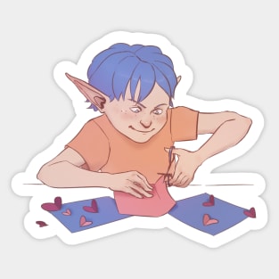 Lovely Elf Making Postcards Sticker